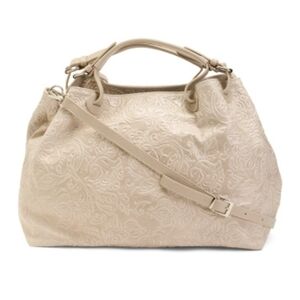 🤍🔹️ISADORA🔹️ Ivory Made In Italy Leather Embossed  Satchel